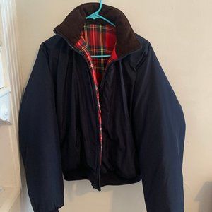 Brandy Melville Navy & Plaid Faith Puffer Jacket